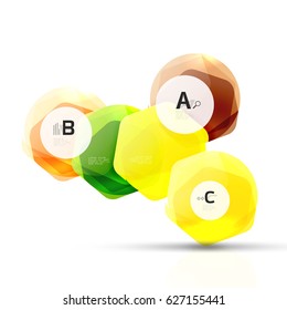 Glass glossy shiny hexagon web elements, futuristic abstract concept