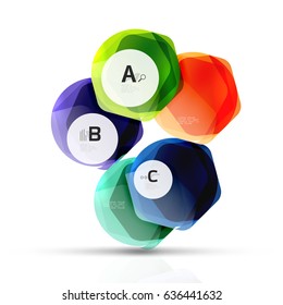 Glass glossy shiny hexagon web elements, futuristic abstract concept