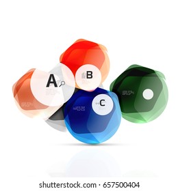 Glass glossy shiny hexagon web elements, futuristic abstract concept