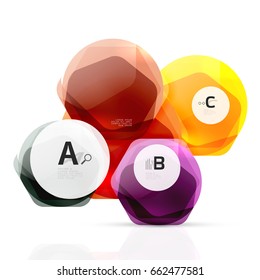 Glass glossy shiny hexagon web elements, futuristic abstract concept