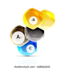 Glass glossy shiny hexagon web elements, futuristic abstract concept