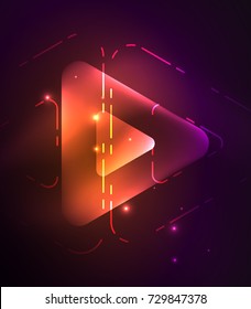 Glass glowing bright triangles on dark space design abstract background. Vector illustration