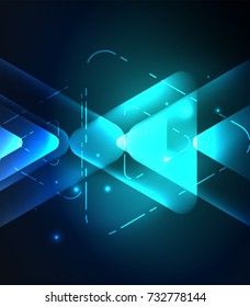 Triángulos brillantes de vidrio sobre el fondo abstracto del diseño del espacio oscuro. Ilustración del vector