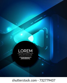 Glass glowing bright triangles on dark space design abstract background. Vector illustration