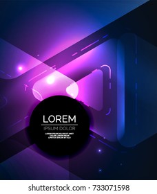 Glass glowing bright triangles on dark space design abstract background. Vector illustration