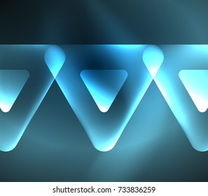 Triángulos brillantes de vidrio sobre el fondo abstracto del diseño del espacio oscuro. Ilustración del vector