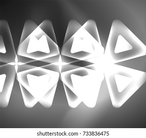 Glass glowing bright triangles on dark space design abstract background. Vector illustration