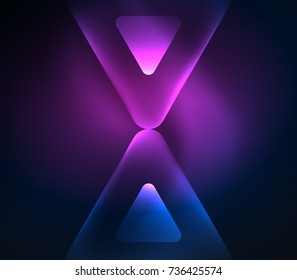 Glass glowing bright triangles on dark space design abstract background. Vector illustration