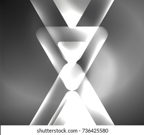 Glass glowing bright triangles on dark space design abstract background. Vector illustration
