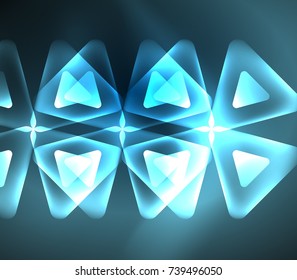 Glass glowing bright triangles on dark space design abstract background. Vector illustration