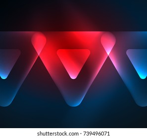 Glass glowing bright triangles on dark space design abstract background. Vector illustration