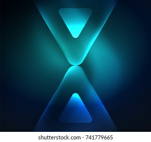 Glass glowing bright triangles on dark space design abstract background. Vector illustration