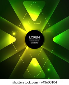 Glass glowing bright triangles on dark space design abstract background. Vector illustration