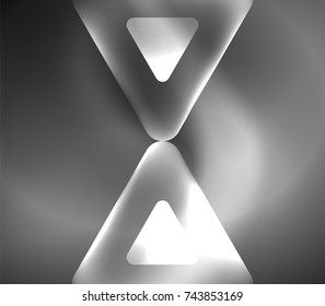Glass glowing bright triangles on dark space design abstract background. Vector illustration