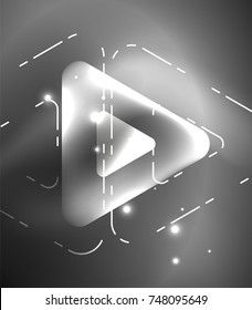 Glass glowing bright triangles on dark space design abstract background. Vector illustration
