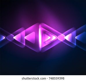 Glass glowing bright triangles on dark space design abstract background. Vector illustration