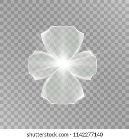 
Glass glowing cross, glass glowing flower, vector illustration.