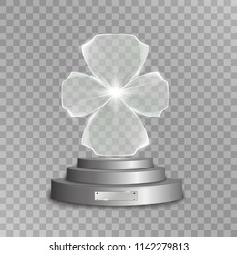  Glass glowing cross, glass glowing flower, vector illustration.