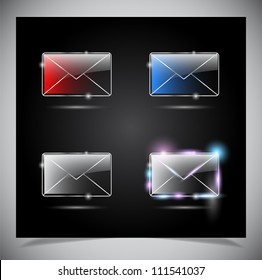 glass glowing transparent icon, isolated on black background