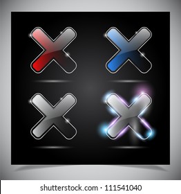 glass glowing transparent icon, isolated on black background