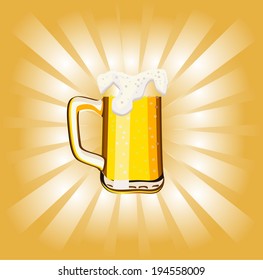 glass goblet with beer and foam
