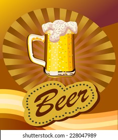 glass goblet with beer and foam 