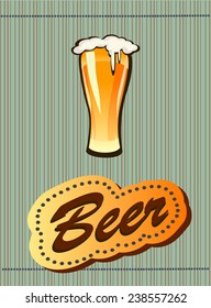 glass goblet with beer and foam 