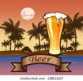 glass goblet with beer and foam . Travel 