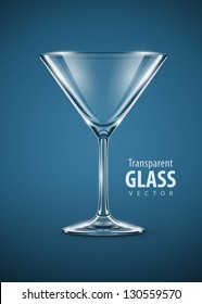 Glass Goblet For Martini Cocktails Vector Illustration EPS10. Transparent Objects Used For Shadows And Lights Drawing. Vector Illustration.