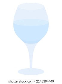 Goblet de vidrio para vino. Ilustración del vector de color. Cristal azul para una bebida alcohólica. El agua se vierte en un vaso de vidrio. Fondo aislado. Estilo plano.