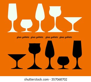 glass goblets on an orange background. vector
