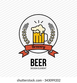 Glass of golden beer icon on white background. Vector illustration. Design element for web and mobile design, bar, cafe, restaurant. Modern minimalistic outline style label.