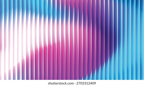 Glass gradient texture with blue and pink color ripple pattern and smooth light distortion. Wavy abstract flow, futuristic blur effect. Vector illustration