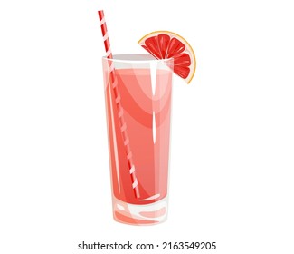 A glass of grapefruit juice, and a slice of grapefruit.Vector illustration isolated on a white background.The design concept of a web page,advertising,menu.