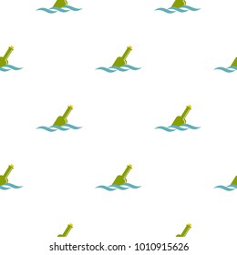 Glass green bottle in a water pattern seamless flat style for web vector illustration