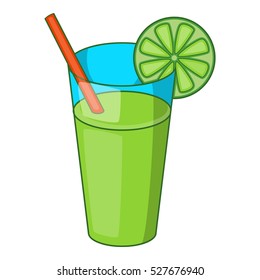 Glass of green cocktail icon. Cartoon illustration of glass of green cocktail vector icon for web