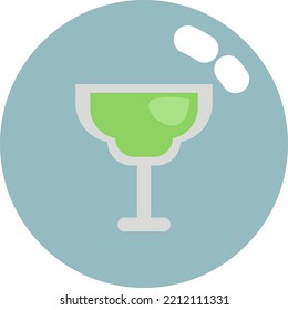 Glass of green coctail, illustration, vector on white background.