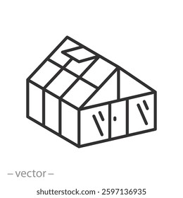 glass greenhouse, green house icon, thin line symbol on white background - editable stroke vector illustration