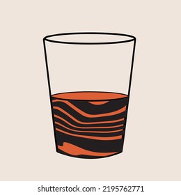 Glass Half Full Cartoon Style Vector