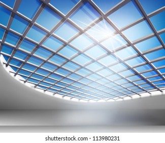 Glass hall. Vector illustration.