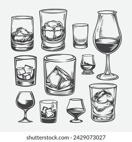 Glass hand drawing vintage illustration