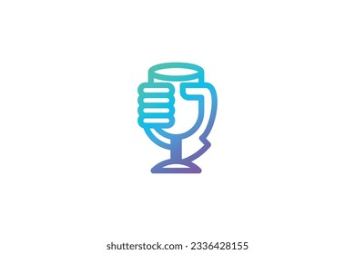 glass in hand lineart vector template logo design
