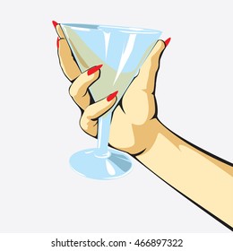 glass, hand, Vector illustration in cartoon style isolated from the background