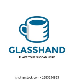 Glass hand vector logo template. This design use creative style. Suitable for drink.