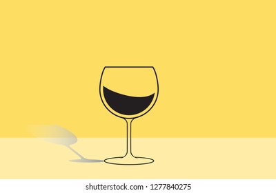 The glass has a shadow on the yellow back. vector