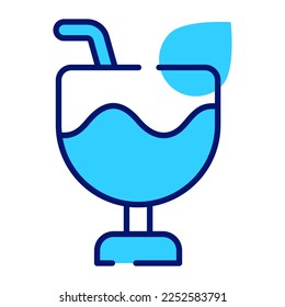 Ein Glas, das mit Stroh getrunken hat, mit einem Glas, das Getränke enthält, Vektorgrafik