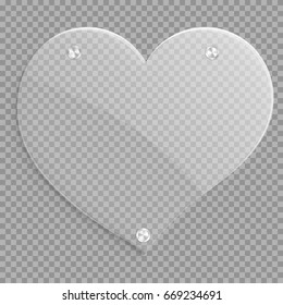Glass heart with chrome round elements for the design of wedding greetings.