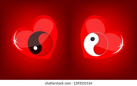 glass heart, declaration of love, vector illustration, eps 10, Happy Valentine's Day, red background