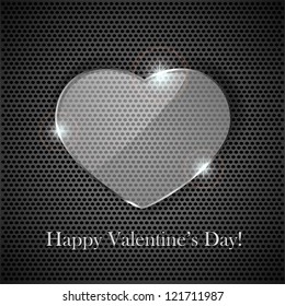 Glass heart on a dark background, illustration.