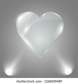 Glass heart on a transparent background, illustration.